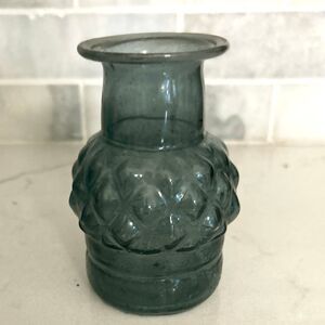 Vintage Blue Tag bubble glass bud vase